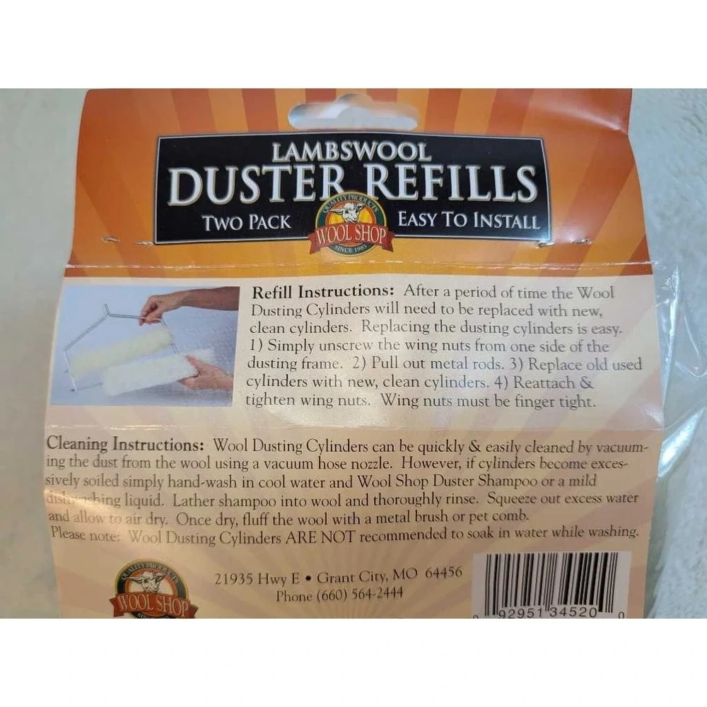 Wool Shop Lambswool Duster Refills Two Pack Ceiling Fan Easy‎ Install